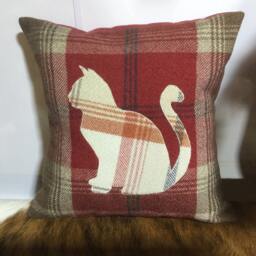Orange Cat Pet Cushion, Tartan Decorative Handmade Square Pillow, Scottish Gift 12 - thumbnail 2