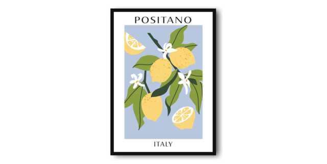 Positano Lemon Art Print Abstract Kitchen Fruit Poster