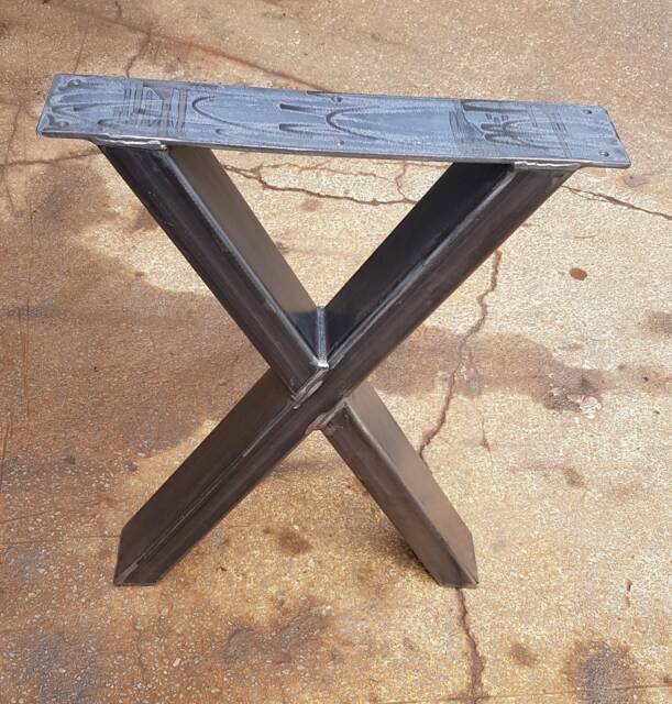 Single One X-Style Box Section Leg Retro Industrial Steel Metal Dining Table Coffee Bench Desk Breakfast Bar Many Sizes - image 1