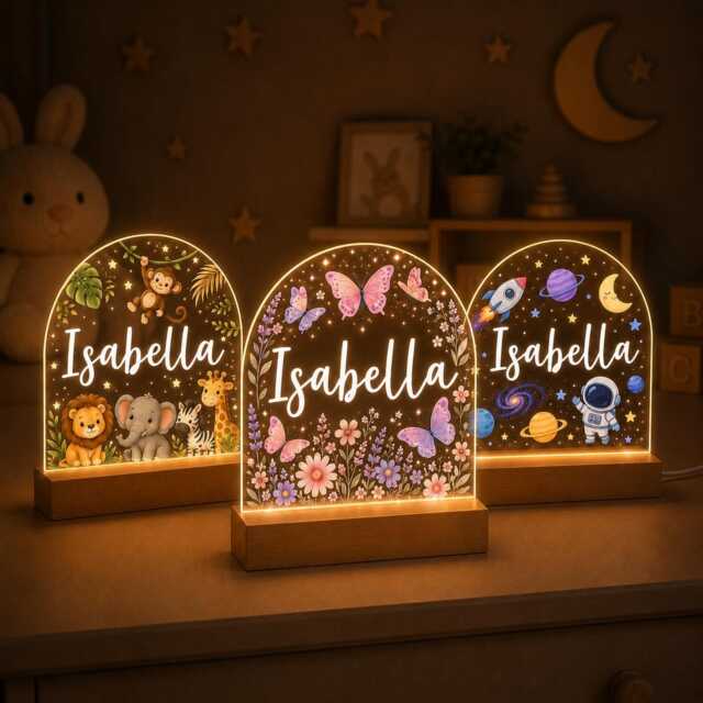 Personalized Night Light With Name For Kids Kid Bedroom Light, Led Nursery Lamp, Decor, Newborn Gift - image 1