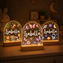 Personalized Night Light With Name For Kids Kid Bedroom Light, Led Nursery Lamp, Decor, Newborn Gift - thumbnail 1