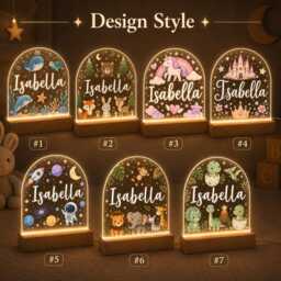 Personalized Night Light With Name For Kids Kid Bedroom Light, Led Nursery Lamp, Decor, Newborn Gift - thumbnail 2