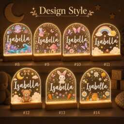 Personalized Night Light With Name For Kids Kid Bedroom Light, Led Nursery Lamp, Decor, Newborn Gift - thumbnail 3