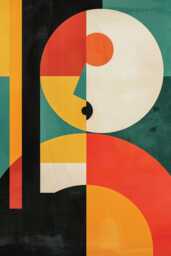 Bauhaus Art Print Retro Geometric Wall Decor - Mid-Century Modern - thumbnail 1