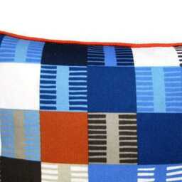 Scion Fabrics Navajo, Orange, Dark Blue, Light Blue & Gray Cotton, Geometric Squares, Cushion Cover, Throw Pillow Homeware Decor - thumbnail 2