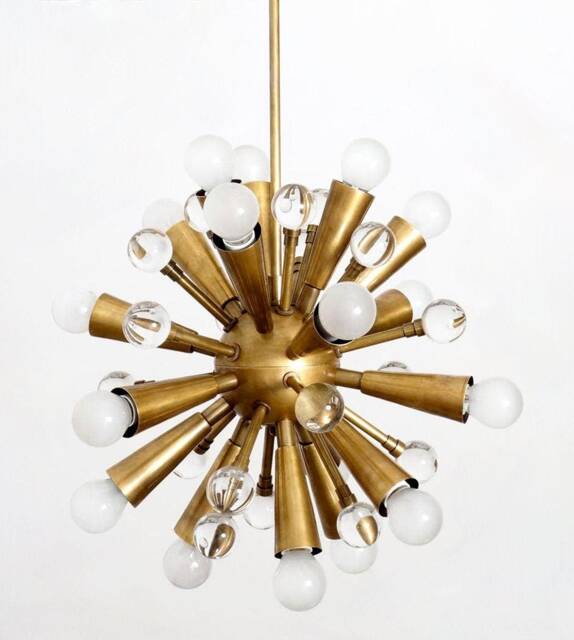 Handmade Brass Sputnik Chandelier, Mid-Century Modern Ceiling Light, 14 - image 1