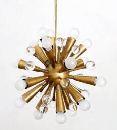Handmade Brass Sputnik Chandelier, Mid-Century Modern Ceiling Light, 14