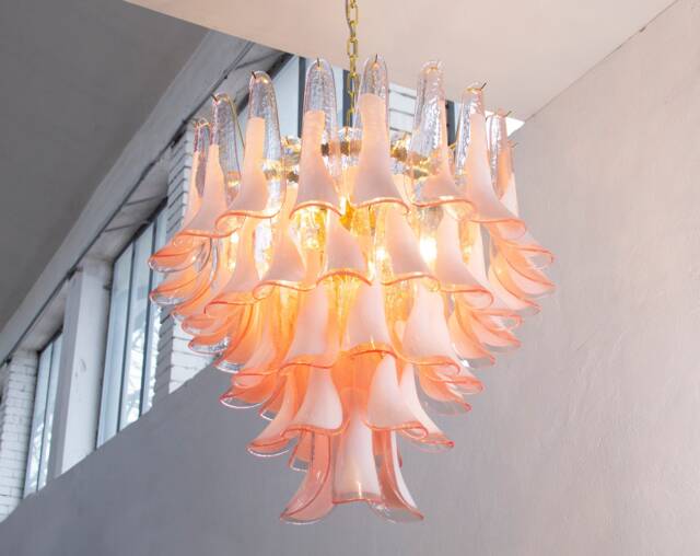 Murano Chandelier Petali ??75 cm - Pink Glass Hand-Blown Italy Customizable Light - image 1