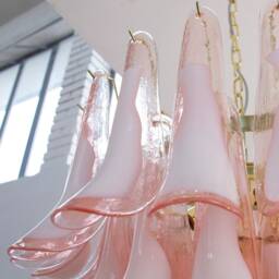 Murano Chandelier Petali ??75 cm - Pink Glass Hand-Blown Italy Customizable Light - thumbnail 4