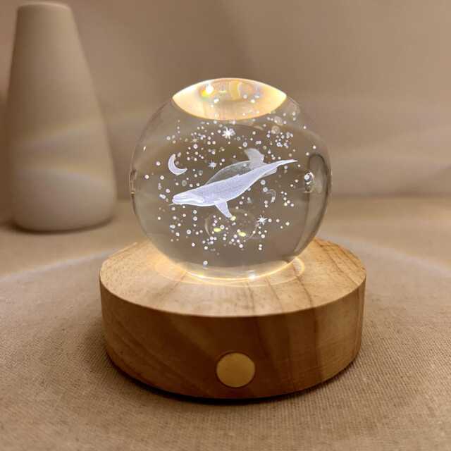 Custom Whale Ball Night Light, Engrave Fish Moon Globe Lamp, Snow Memorial Gift, Room Decor, Cute Baby Table Sphere Lamp - image 1