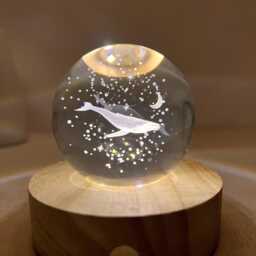 Custom Whale Ball Night Light, Engrave Fish Moon Globe Lamp, Snow Memorial Gift, Room Decor, Cute Baby Table Sphere Lamp - thumbnail 2