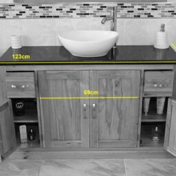Solid Oak Bathroom Vanity Unit Cabinet Stone Basin Tap Set White Quartz Top 402Wqsbcx2 - thumbnail 4