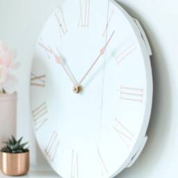 Rose Gold & White Wooden Clock Modern Shabby Chic Decor - thumbnail 2