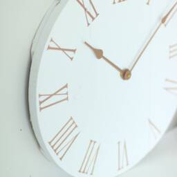 Rose Gold & White Wooden Clock Modern Shabby Chic Decor - thumbnail 3