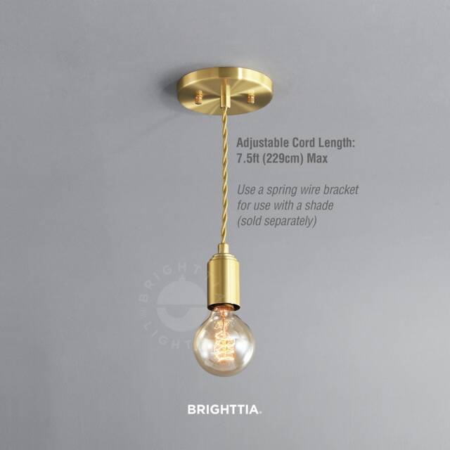 Brushed Gold Hanging Pendant Ceiling Light - Mid Century Modern Minimalist Exposed Edison Bulb Lighting Hardwire Fixture - Step Up - image 1