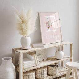 Girls Name Print, Pink, Wildflowers, Bedroom Wall Art, Personalised Poster, Unframed - thumbnail 3