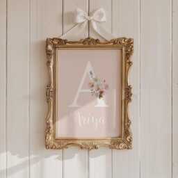 Girls Name Print, Pink, Wildflowers, Bedroom Wall Art, Personalised Poster, Unframed - thumbnail 2