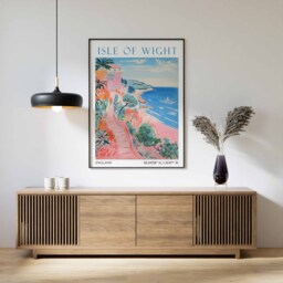 Isle Of Wight Travel Print, Poster, England Wall Art, Coastal English Gift, Seaside Art - thumbnail 1