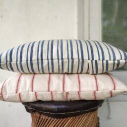 Stripes Red N Blue Farm House Pillow Cover, Costal Cushion Cover Red & Stripes Covers - thumbnail 3