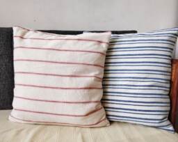 Stripes Red N Blue Farm House Pillow Cover, Costal Cushion Cover Red & Stripes Covers
