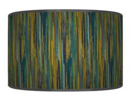 Handmade Teal & Gray Stripe Drum Lampshade - Modern Abstract Light Shade - thumbnail 1