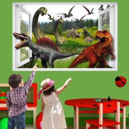 Jungle Forest Dinosaurs Wall Sticker Mural Poster Decal Room Office Nursery Decor Id634 - thumbnail 2