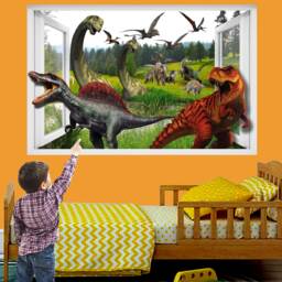 Jungle Forest Dinosaurs Wall Sticker Mural Poster Decal Room Office Nursery Decor Id634 - thumbnail 1
