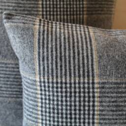 Dundee Plaid Pillow Cover, Black & White Glen Merino Wool Cover - Ready To Ship - thumbnail 3