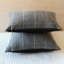 Dundee Plaid Pillow Cover, Black & White Glen Merino Wool Cover - Ready To Ship - thumbnail 4