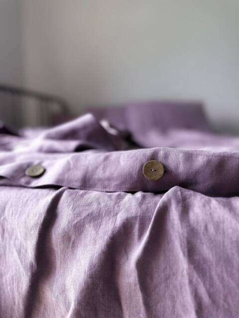 Blueberry Hemp Duvet Cover, Stonewashed Linen Bedding, King Queen - image 1