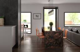 Contemporary Kitchen Island in Copper. Breakfast Bar. Dining Table