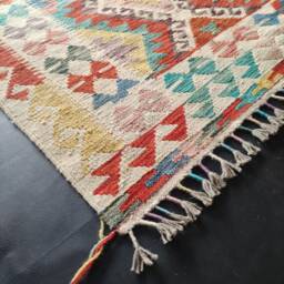 Kilim Rug Multicolour, Handmade Artisan Afghan Turkish Aztec Geometric Wool 151x105 cm - thumbnail 2