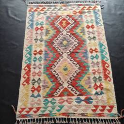 Kilim Rug Multicolour, Handmade Artisan Afghan Turkish Aztec Geometric Wool 151x105 cm - thumbnail 1