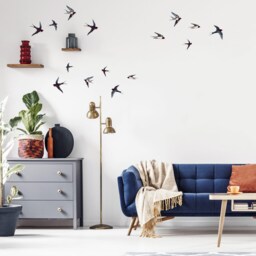 Watercolor Swallows Birds Wall Decals, Plastic-Free Kids Room Stickers - thumbnail 2