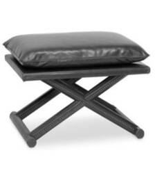 Handmade Leather Ottoman Stool Solid Wood Bench, Reddish Brown - thumbnail 3
