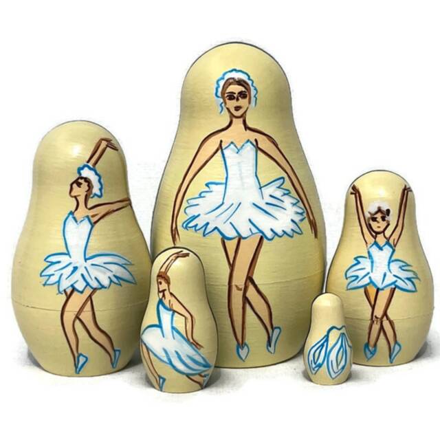 Ballerina Nesting Dolls Hand-Painted Wooden Stacking Dolls - image 1