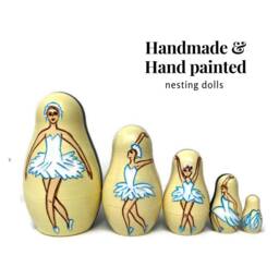 Ballerina Nesting Dolls Hand-Painted Wooden Stacking Dolls - thumbnail 2