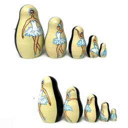 Ballerina Nesting Dolls Hand-Painted Wooden Stacking Dolls - thumbnail 3