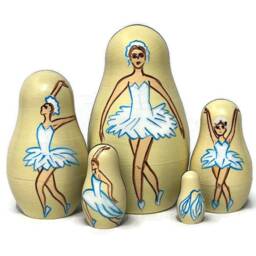 Ballerina Nesting Dolls Hand-Painted Wooden Stacking Dolls - thumbnail 1