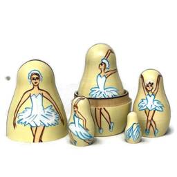 Ballerina Nesting Dolls Hand-Painted Wooden Stacking Dolls - thumbnail 4
