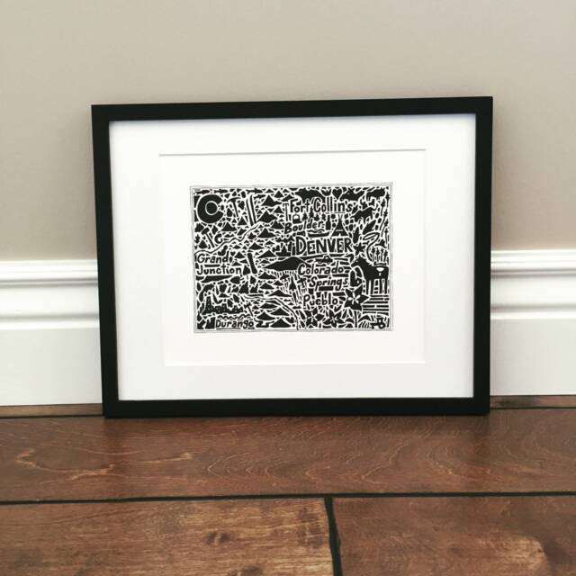 "Hand-Drawn Colorado Map Art Print Landmarks & Culture - 8.5"" X 11" - image 1