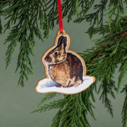 Bunny Rabbit, Christmas, Wood Tree Ornament, Handmade, Christmas Decoration, Woodland Animal, Nature - thumbnail 1