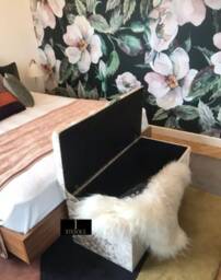 Silver Velvet Ottoman Storage Bench, Handmade UK - thumbnail 2
