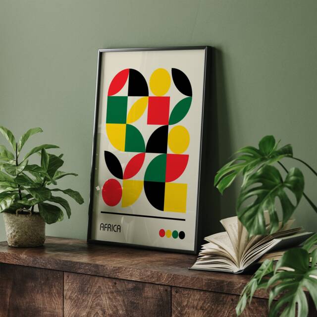 Bauhaus Style Africa Wall Art Print - African Colours Travel Poster Abstract - image 1