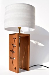 Handcrafted Oak Leaf Table Lamp - Contemporary Wooden Accent Lighting - thumbnail 3