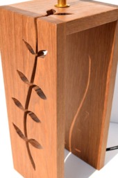 Handcrafted Oak Leaf Table Lamp - Contemporary Wooden Accent Lighting - thumbnail 2