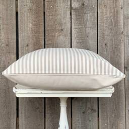 Modern Farmhouse Striped Pillow Cover Faux Leather Accent - Woven Stripe Cream Backing Zipper Closure Choose Your Color - thumbnail 4