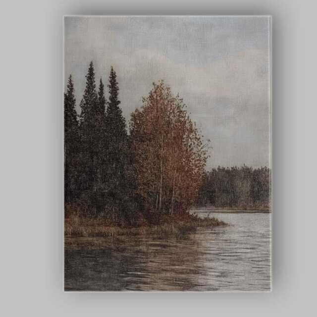 Vintage Sepia Woodland Lake Etching Style Landscape Canvas Wall Art Print Decor Picture Ready To Hang - image 1