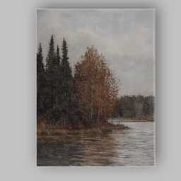 Vintage Sepia Woodland Lake Etching Style Landscape Canvas Wall Art Print Decor Picture Ready To Hang - thumbnail 1