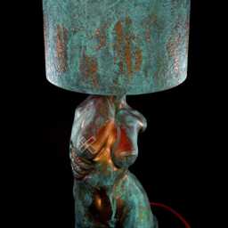 Verdigris Female Torso Light, Oxidized Copper Anatomical Sculpture, Body Statue - thumbnail 3